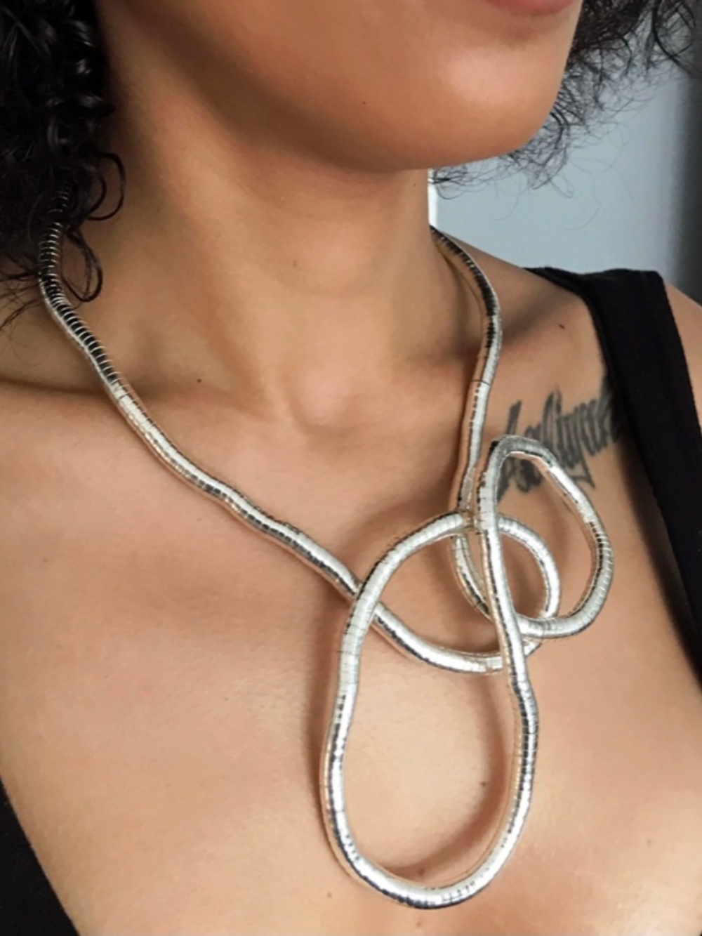 Vintage 90s Y2K Silver Bendable Snake Necklace Bracelet Versatile Moldable 22 in